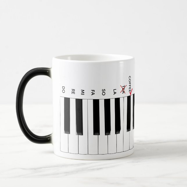 Kaffee nicht Tee Piano Keyboard Do Re Mi Music Tas Verwandlungstasse (Links)