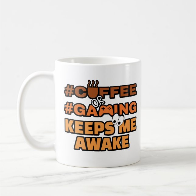 Kaffee oder Gaming-Zitat Kaffeetasse (Links)