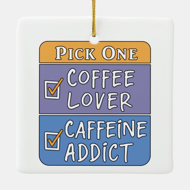 Kaffee oder Koffein Keramikornament (Rückseite)