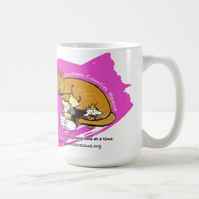 Kaffee oder Reise-Tasse (rosa Kitty-Logo) Kaffeetasse (Rechts)