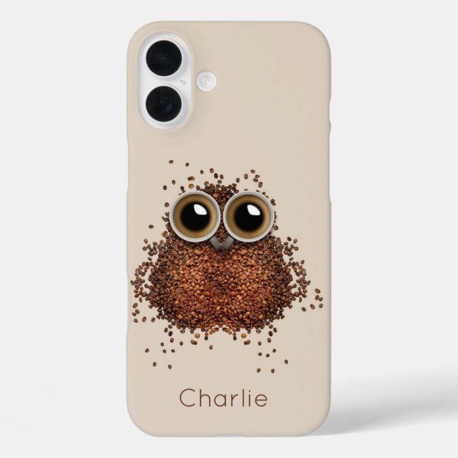Kaffee Owl individuelle Name Gehäuse Case-Mate iPhone Hülle (Rückseite)
