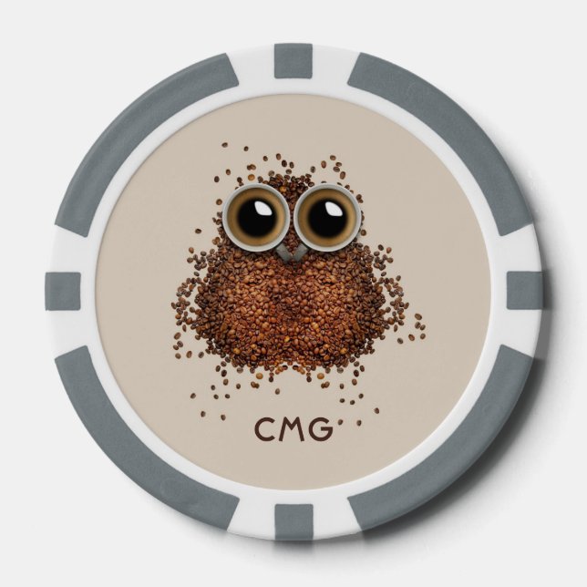 Kaffee Owl Poker-Chips für Monogramm Pokerchips (Vorderseite)