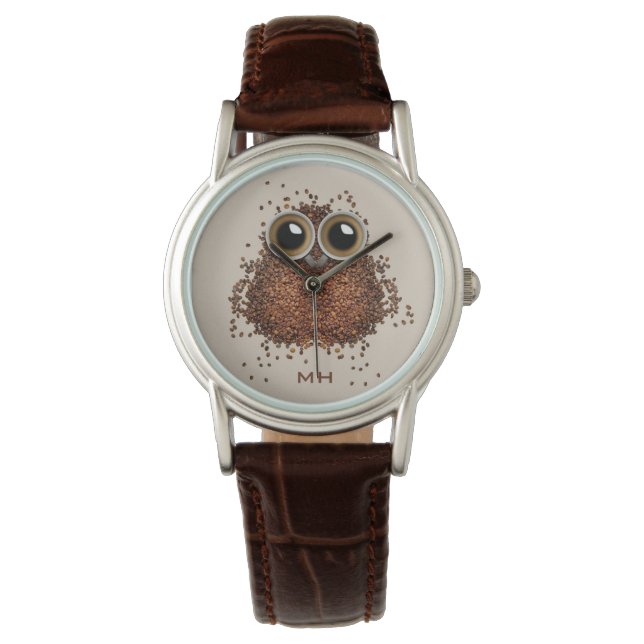 Kaffee Owl Uhren für Monogramm (Vorderseite)