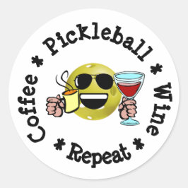 Kaffee, Pickleball, Wein, Pickleball Addict wieder Runder Aufkleber
