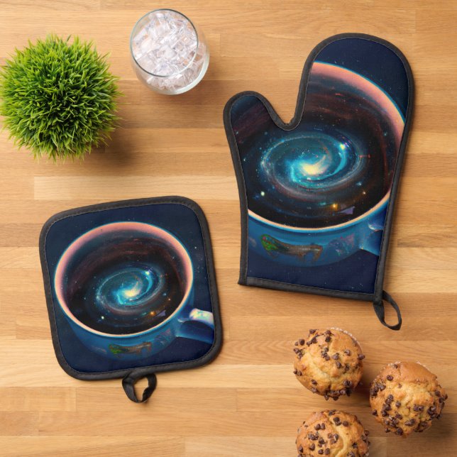 Kaffee-Pokal Ofenhandschuh & Topflappen-Set (Oben Unten)