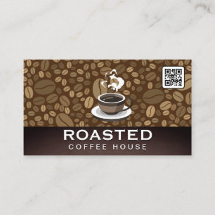 Kaffee-Pokal-Steaming   QR-Code   Bohnen Visitenkarte