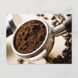Kaffee, Portafilter, Espresso, Kaffeebohnen Postkarte