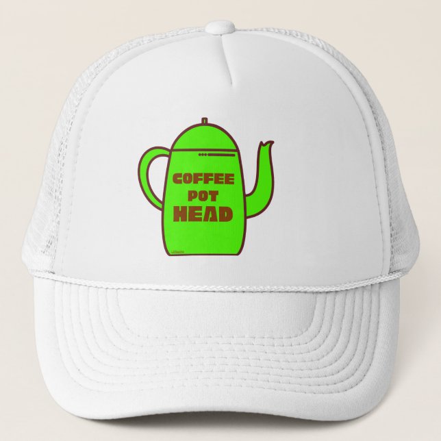 KAFFEE POT HEAD lustige Kaffee Pub Geschenk Idee Truckerkappe (Vorderseite)