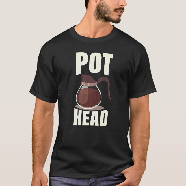 Kaffee Pot Kopf trinken Espresso Koffein Bean R T-Shirt (Vorderseite)