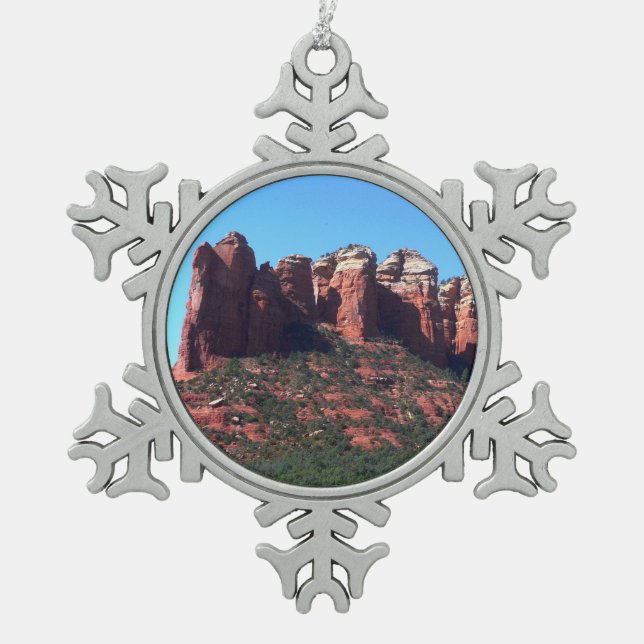 Kaffee Pot Rock II in Sedona Arizona Schneeflocken Zinn-Ornament (Vorderseite)