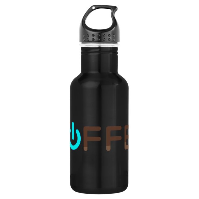 Kaffee Power (blau) Edelstahlflasche (Vorderseite)