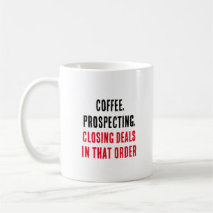 Kaffee, Prospektion, Abschluss von Geschäften - in Kaffeetasse