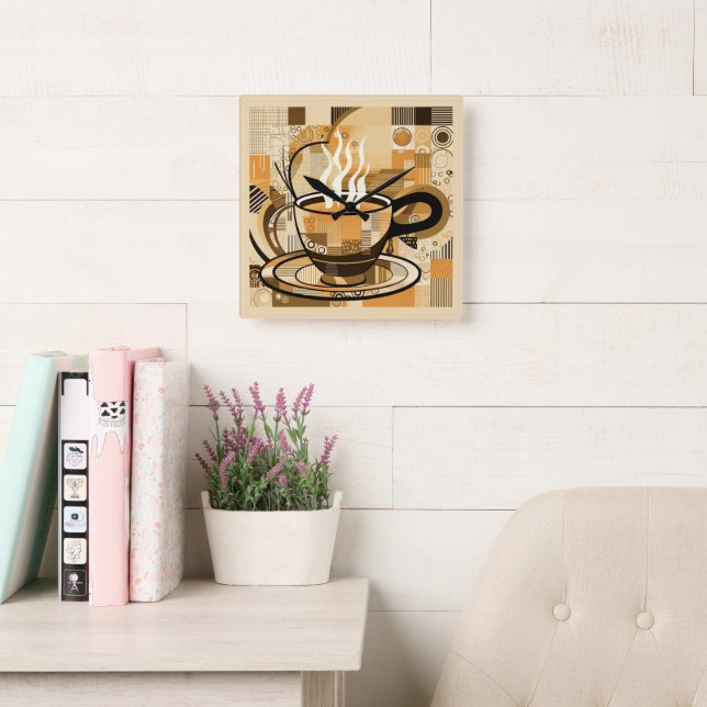 Kaffee Quadratische Wanduhr (Lesesaal)