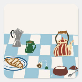 Kaffee Quadratischer Aufkleber
