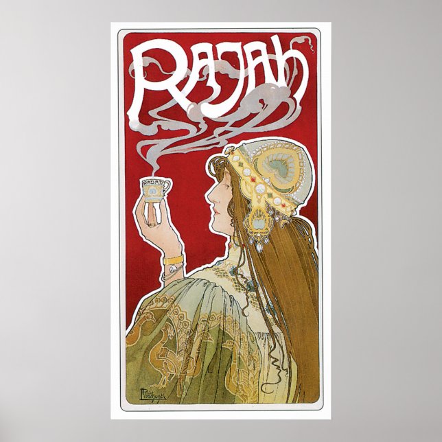 Kaffee Rajah Vintager Kaffee Drink und Kunst Poster (Vorne)