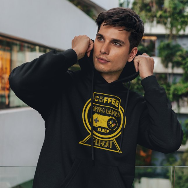 Kaffee Retro Games Sleep Repeat - Gamer Hoodie (Von Creator hochgeladen)