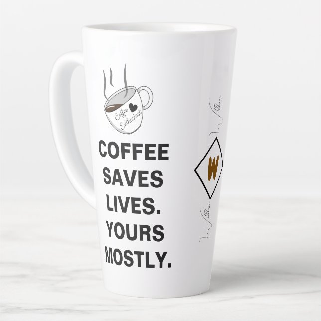 Kaffee Rette Leben. Meist Eurer * Funny White Milchtasse (Linke Ecke)