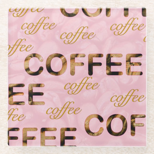Kaffee Rosa Gold Glasuntersetzer (Vorderseite)