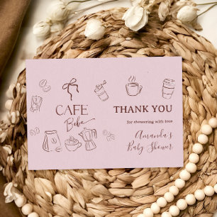 Kaffee Rosa Schleife Cafe Bebe Mädchen Babyparty Dankeskarte