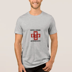 Kaffee, Rubber und Gummihandschuhe - Männerprämie Tri-Blend Shirt