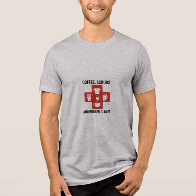 Kaffee, Rubber und Gummihandschuhe - Männerprämie Tri-Blend Shirt (Vorderseite)