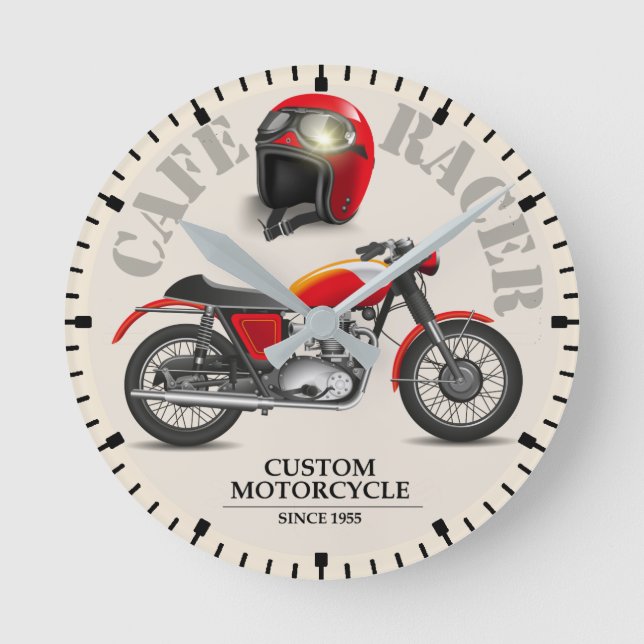 Kaffee Rück Racer Runde Wanduhr (Vorderseite)