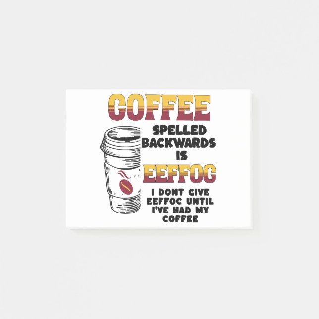 Kaffee rückwärts geschrieben post-it klebezettel (Vorderseite)