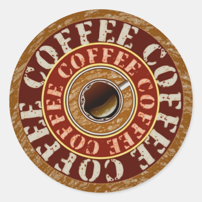 Kaffee Runder Aufkleber (Vorderseite)