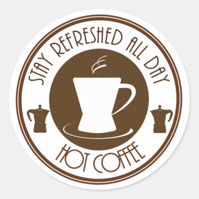 Kaffee Runder Aufkleber (Vorderseite)
