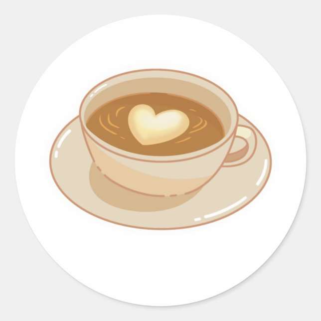 Kaffee Runder Aufkleber (Vorderseite)