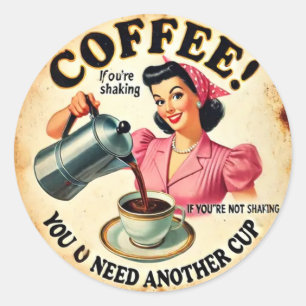 Kaffee! Runder Aufkleber
