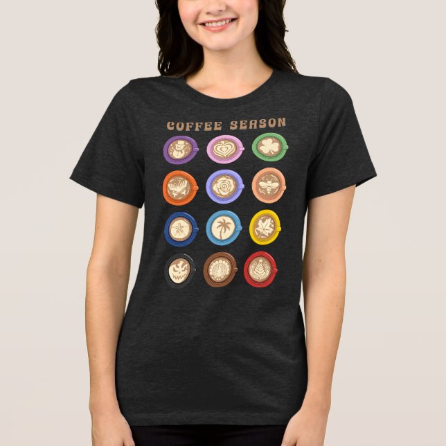 Kaffee-Saison, monatliche Latte-Art Tri-Blend Shirt (Vorderseite)