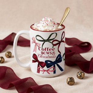 Kaffee, Schleifen und Weihnachten Farbige Wasserfa Zweifarbige Tasse
