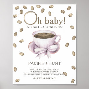 KAFFEE - Schnuller Jagd Baby Shower Spiel Poster