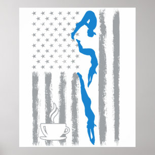 Kaffee schwimmend - Vintage USA amerikanische Flag Poster