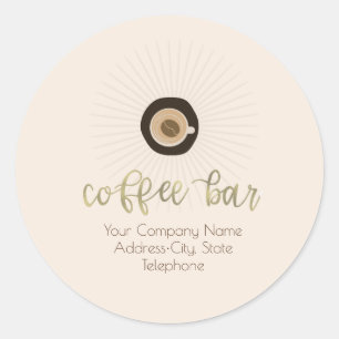 Kaffee-Shop-Bar Gold-Business-Label Runder Aufkleber