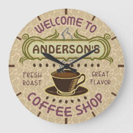 Kaffee-Shop-Cup Bohnen Kaffeehaus | Name hinzufüge Wanduhr