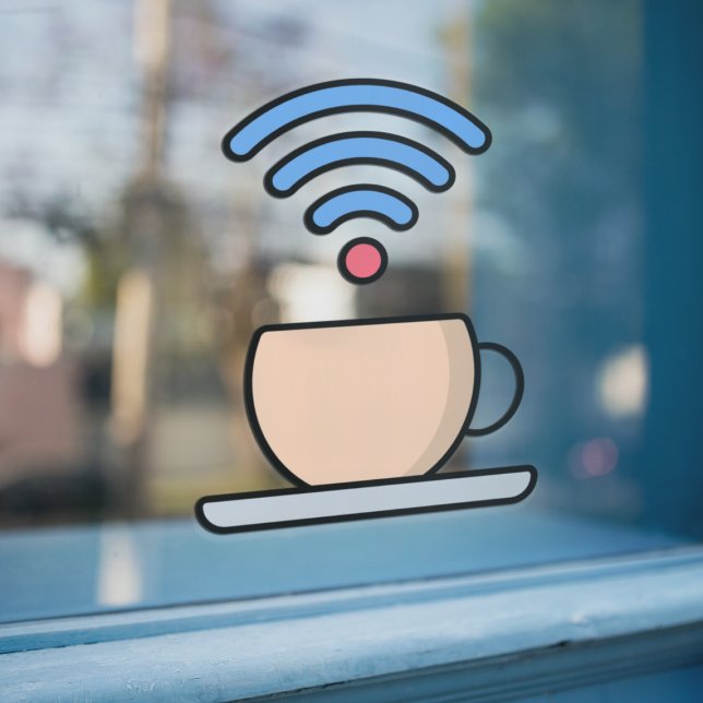 Kaffee-Shop mit kostenlosem WIFI-Internetkennwort Fensteraufkleber (Von Creator hochgeladen)