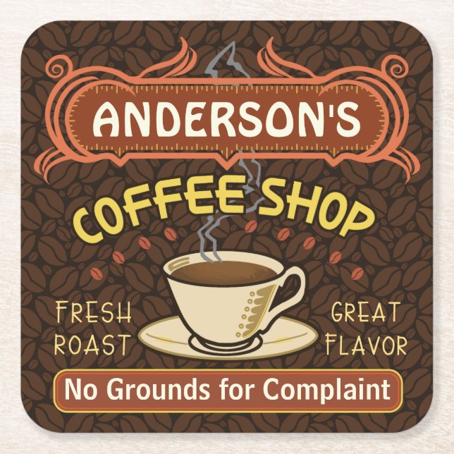 Kaffee-Shop mit Tasse Erstellen Sie Ihre eigenen P Rechteckiger Pappuntersetzer (Vorderseite)