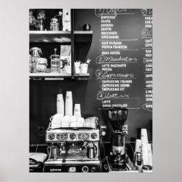 Kaffee-Shop-Szene mit Espressomaschine Poster