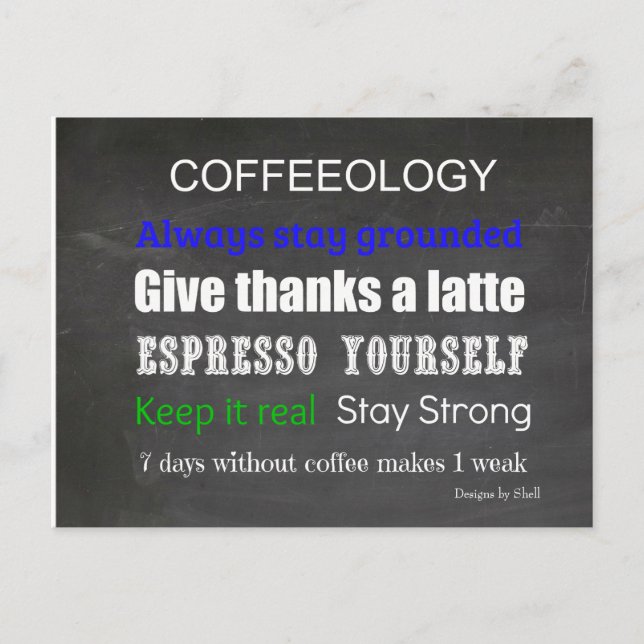 Kaffee Sign Coffeeology Postkarte (Vorderseite)