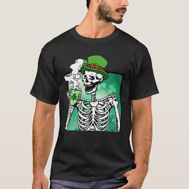 Kaffee Skeleton St Patricks Day Lucky Latte Gr T-Shirt (Vorderseite)
