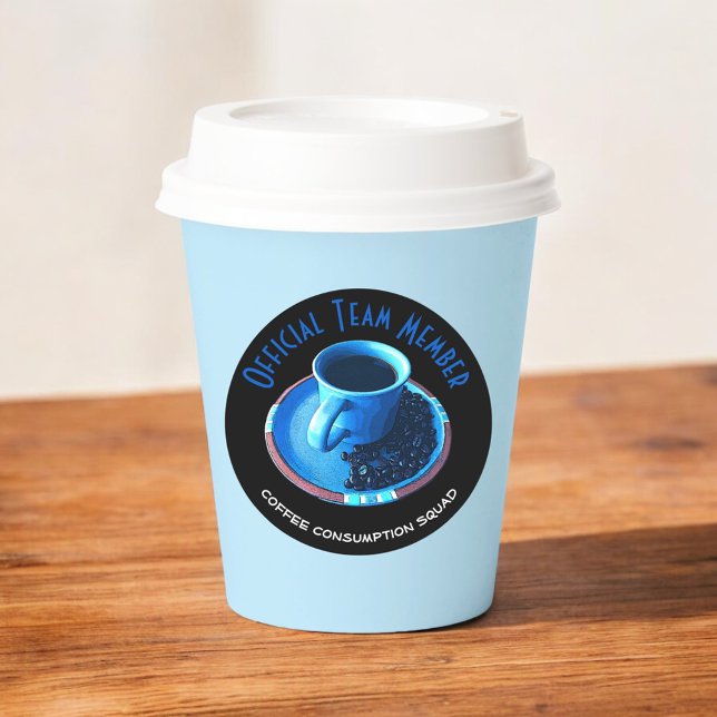 Kaffee-Squad-Cup und Saucer Custom Runder Aufkleber (round 3" custom text sticker)