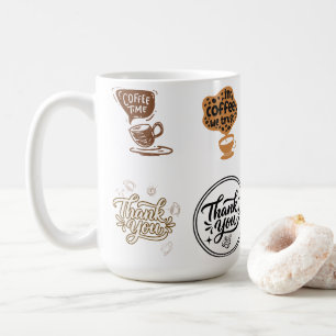 Kaffee-Sticker-Set Vintage-Braun Danke Kaffeetasse