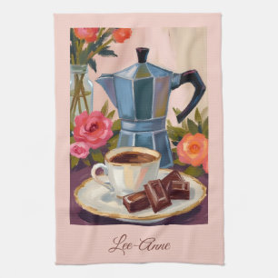 Kaffee Stilleben Aquarell – Café-Stil Geschirrtuch