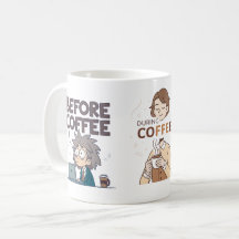 Kaffee-Stimmungs-Vektor-Kunst vor, während und nac
