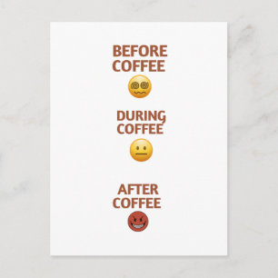 Kaffee-Stimmungs-Vektor-Kunst vor, während und nac Postkarte