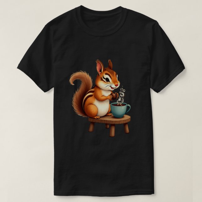 Kaffee-Streifenhörnchen T-Shirt (Design vorne)