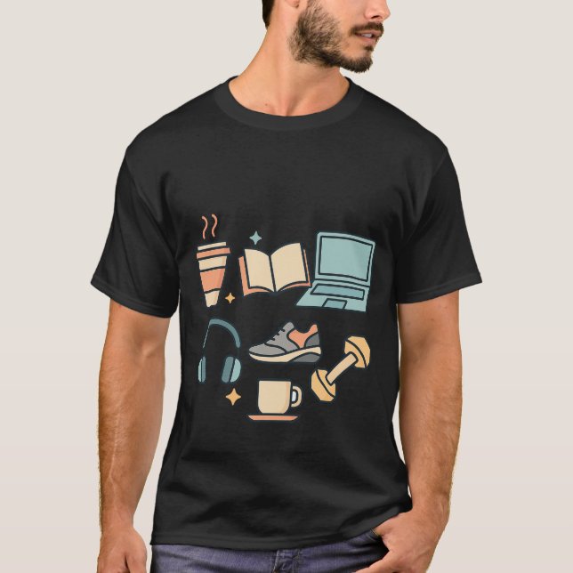 Kaffee, Studium, Fitness & Arbeit - Minimaler Lebe T-Shirt