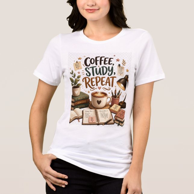Kaffee Studium Wiederholen Süße Studentin Akademis Tri-Blend Shirt (Vorderseite)